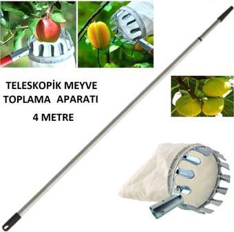 Meyve Toplama Aparatı Sepeti Çap 16 cm 4 Metre Teloskopik Saplı