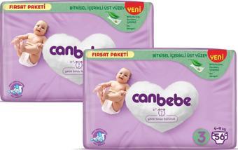 Canbebe Bebek Bezi Fırsat Paketi 3 Beden Midi (4-9 kg) 56 lı x 2 Adet