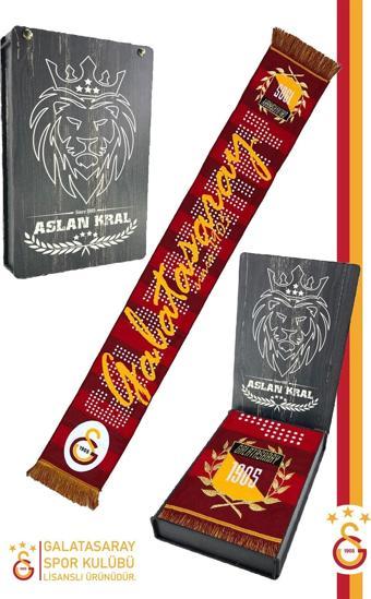 Galatasaray Orijinal Lisanslı Akrilik Galatasaray Atkı Hediyelik Ahşap Kutulu