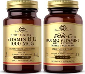 Solgar Vitamin B12 1000 Mcg 100 Kapsül + Ester-C Plus 1000 Mg 60 Tablet