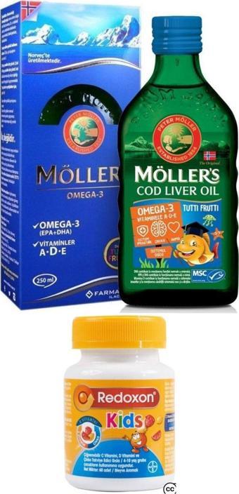 Möller'S Mollers Tutti Frutti Omega 3 Balık Yağı 250 Ml + Redoxon Kids 60 Çiğnenebilir Tablet