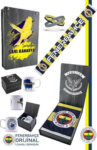 Fenerbahçe Orijinal Lisanslı En Büyüksün FB Şal Atkı Kupa ve Bileklik Set Hediyelik Kutulu