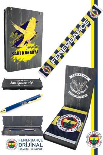 Fenerbahçe Orijinal Lisanslı En Büyüksün Fenerbahçe Şal Atkı ve Hybrt Tükenmez Kalem Set Kutulu