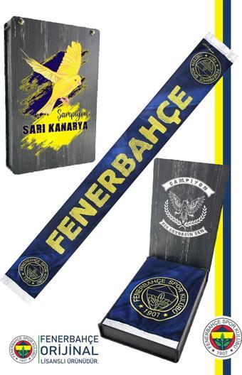 Fenerbahçe Orijinal Lisanslı Sen Çok Yaşa Fenerbahçe Şal Atkı Kanarya Baskılı Ahşap Kutulu