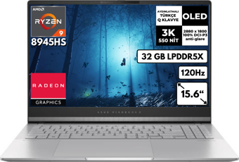 Asus Vivobook S15 Ryzen 9 8945HS 32 GB 1 TBSSD 15.6" 3K (2880 x 1800) OLED Windows 11 Pro Taşınabilir Dizüstü Bilgisayar M5506UA-MA043 BT23