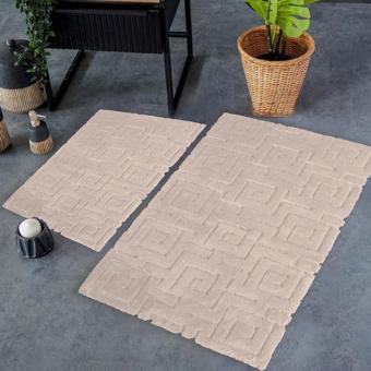 HC&W Meander 2'li Bej Renkli Banyo Paspası Takımı