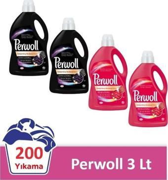Perwoll Hassas Bakım Sıvı Çamaşır Deterjanı 4X3L (200 Yıkama) 2 Siyah+2 Renkli Giysiler İçin Yenileme&Onarım