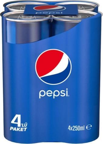 Pepsi 4'Lü Pepsi Cola Kutu Kola 4X250 Ml.