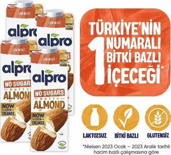 Alpro Şekersiz Badem Sütü 4X1 Lt Mega Avantajlı Paket