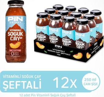 Pin Şeftali Aromalı Soğuk Çay - Şekersiz & Kalorisiz 250Ml X 12 Adet