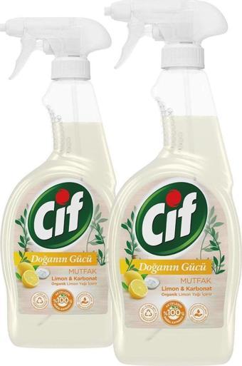 Cif Doğanın Gücü Sprey Mutfak Limon & Karbonat 750 Ml - 2'Li Paket