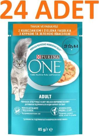 Purina One Yetişkin Kedi Maması Tavuk & Fasulye 85 G X 24 Adet