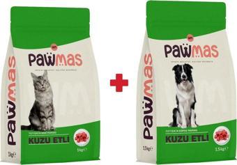 Pawmas Kuzu Etli Yetişkin Kedi Maması 1 Kg Kuzu Etli Yetişki Köpek Maması 1,5 Kg