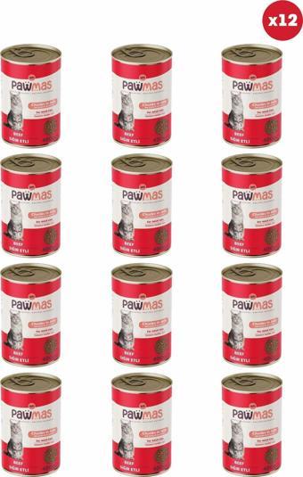 Pawmas Sığır Etli Yetişkin Kedi Konservesi 400 Gr X 12 Adet