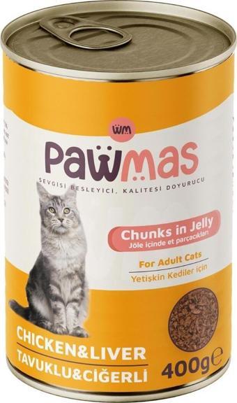 Pawmas Tavuklu Ciğerli Yetişkin Kedi Konservesi 400 Gr