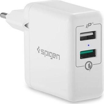 Spigen Essential F207 Qualcomm 3.0 Çift Usb iP Hızlı Şarj Aleti - 30W Hızlı Şarj Cihazı 