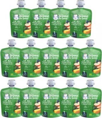 Gerber Organik Muzlu Yabanmersinli Böğürtlenli Elma Püresi 90g x 14