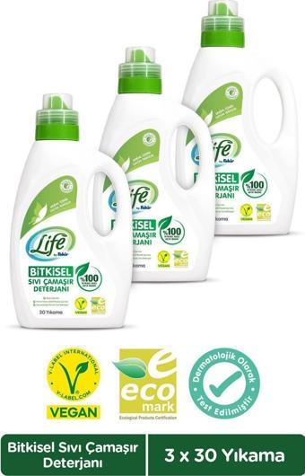 Life by Fakir Bitkisel Bazlı Vegan Çamaşır Deterjanı 1500 ml x 3 Adet