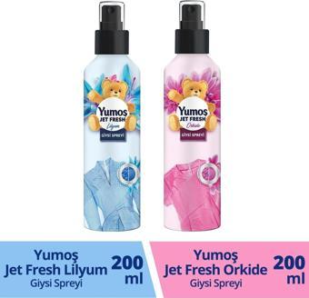 Yumoş Jet Fresh Giysi Spreyi Lilyum 200 ml + Jet Fresh Orkide 200 ml