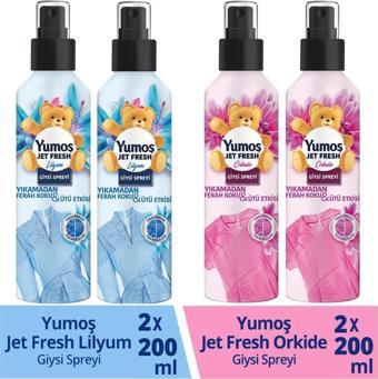 Yumoş Jet Fresh Giysi Spreyi Lilyum 200 ml + Orkide 200 ml x 2 Adet