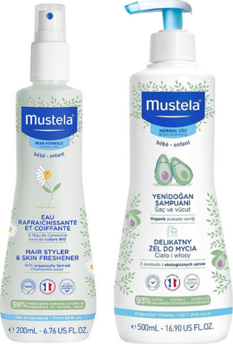  Mustela Canlandırıcı ve Şekillendirici Sprey 200 ml - Gentle Cleansing Gel Yenidoğan Şampuanı 500 ml