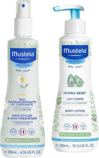 Mustela Papatya Suyu ile Canlandırıcı ve Şekillendirici Sprey 200 ml - Hydra Bebe Vücut Losyonu 300ml