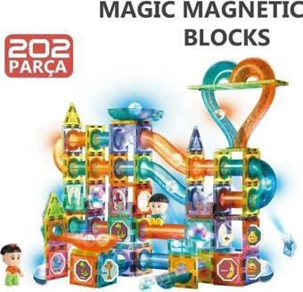 Learning Fun Manyetik Stem Oyuncak 202 Parça - Işıklı Marble Run Set Magic Magnetic Blocks