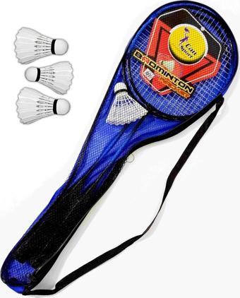 Slipt Çantalı Bedminton Seti 2 Raket 3 Top Badminton Seti Mavi Renk