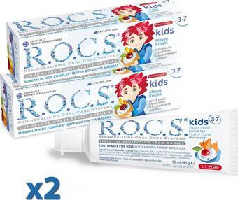 Rocs Kids 3-7 Yaş Diş Macunu Meyve Florürsüz 45G x 2 Adet