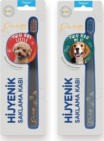 Flipper Pets Hijyenik Saklama Kabı Ve Yetişkin Diş Fırçası Seti-2'li Set Poodle-Beagle