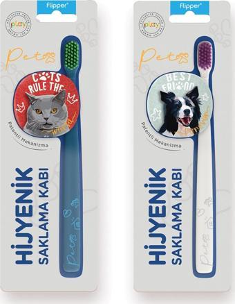 Flipper Pets Hijyenik Saklama Kabı Ve Yetişkin Diş Fırçası Seti-2'li Set -British ve Border Collie