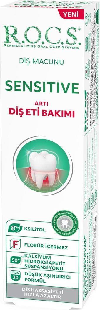 Rocs Sensitive Artı Diş Eti Bakımı Klorofilli Diş Macunu – 94gr