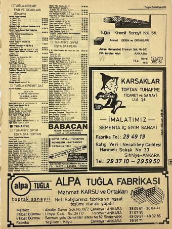 Ankara 1986 Meslek Reklam İlanı Efemera S463