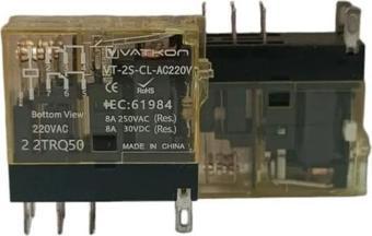 Vatkon VT-2S-CL-AC220V 8A Led'li Çift Kontak (8 Pinli) Röle (1 Adet)