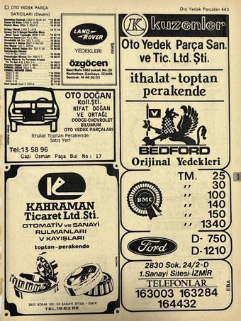 İzmir 1982-1983 Meslek Reklam İlanı Efemera S443