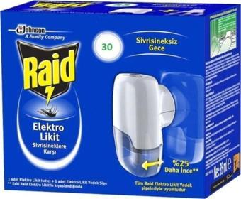 Raid Sivrisineklere Karşı 30 Gece Elektro Likit Isıtıcı + 1 Yedek Şişe 21 Ml