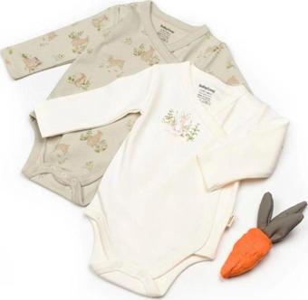 Baby Cosy Bebek 2Li Kruvaze Badi %100 Organik Pamuk, Bebek Ve Yenidoğan Serisi - Csy5761 Ekru 0-3 Ay