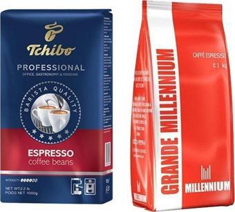 Tchibo Profesional Espresso Çekirdek Kahve 1Kg Ve Grande Millenium Çekirdek Kahve 1Kg