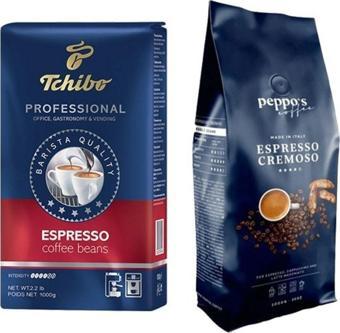 Tchibo Profesional Espresso Çekirdek Kahve 1Kg Ve Peppo'S Espresso Cremoso Çekirdek Kahve 1 Kg