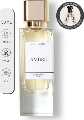 ILLUSIONE Ambre Edp Kadın Parfüm 50Ml | Amber-Paçuli-Gül | Bergamot, Sedir, Karanfil, Vetiver