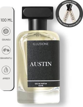 ILLUSIONE Austin Edp Erkek Parfüm 100Ml | Odunsu-Baharatlı-Amber | Erik, Sedir, Paçuli, Misk