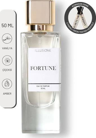 ILLUSIONE Fortune Edp Kadın Parfüm 50Ml | Vanilya-Çiçeksi-Amber | Narenciye, Paçuli, Sedir, Sandal