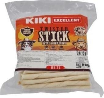 Kiki Excellent Sığır Derisinden Beyaz Burgu Çubuk Kemik Köpek Ödülü 100 Adet
