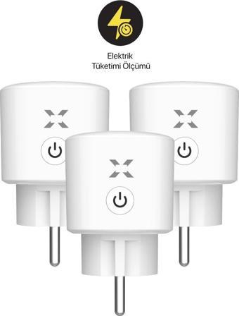 Akıllı Enerji Ölçümlü Akım Korumalı Priz  3'lü Set