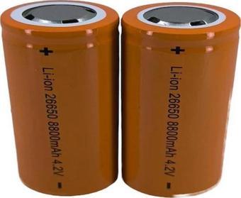 26650 Şarjlı Pil 8800mah 4.2v Li-ion Pil 2li Premium