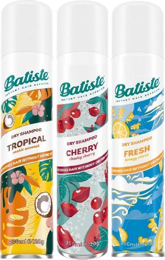 BATISTE KURU ŞAMPUAN 3LÜ SET -  TROPICAL 200 ML + CHERRY 200 ML +  FRESH 200 ML