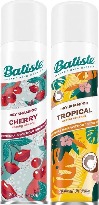 Batiste Kuru Şampuan Cherry 200 ml + Batiste Kuru Şampuan Tropıcal 200 ml