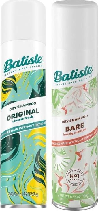 Batiste Kuru Şampuan Orıgınal 200 ml + Batiste Kuru Şampuan Bare 200 ml