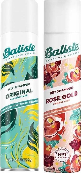 Batiste Kuru Şampuan Orıgınal 200 ml + Batiste Kuru Şampuan Rose Gold 200 ml