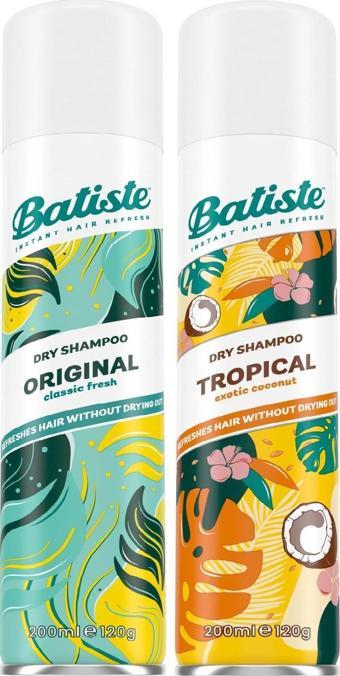 Batiste Kuru Şampuan Orıgınal 200 ml + Batiste Kuru Şampuan Tropıcal 200 ml